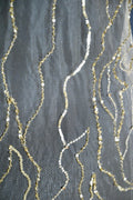 golden Handmade fabric, fishnet sequence EMBROIDERY,  crafted bridal dress, evening gown, or a princesses' dress, LACE WITH sequin