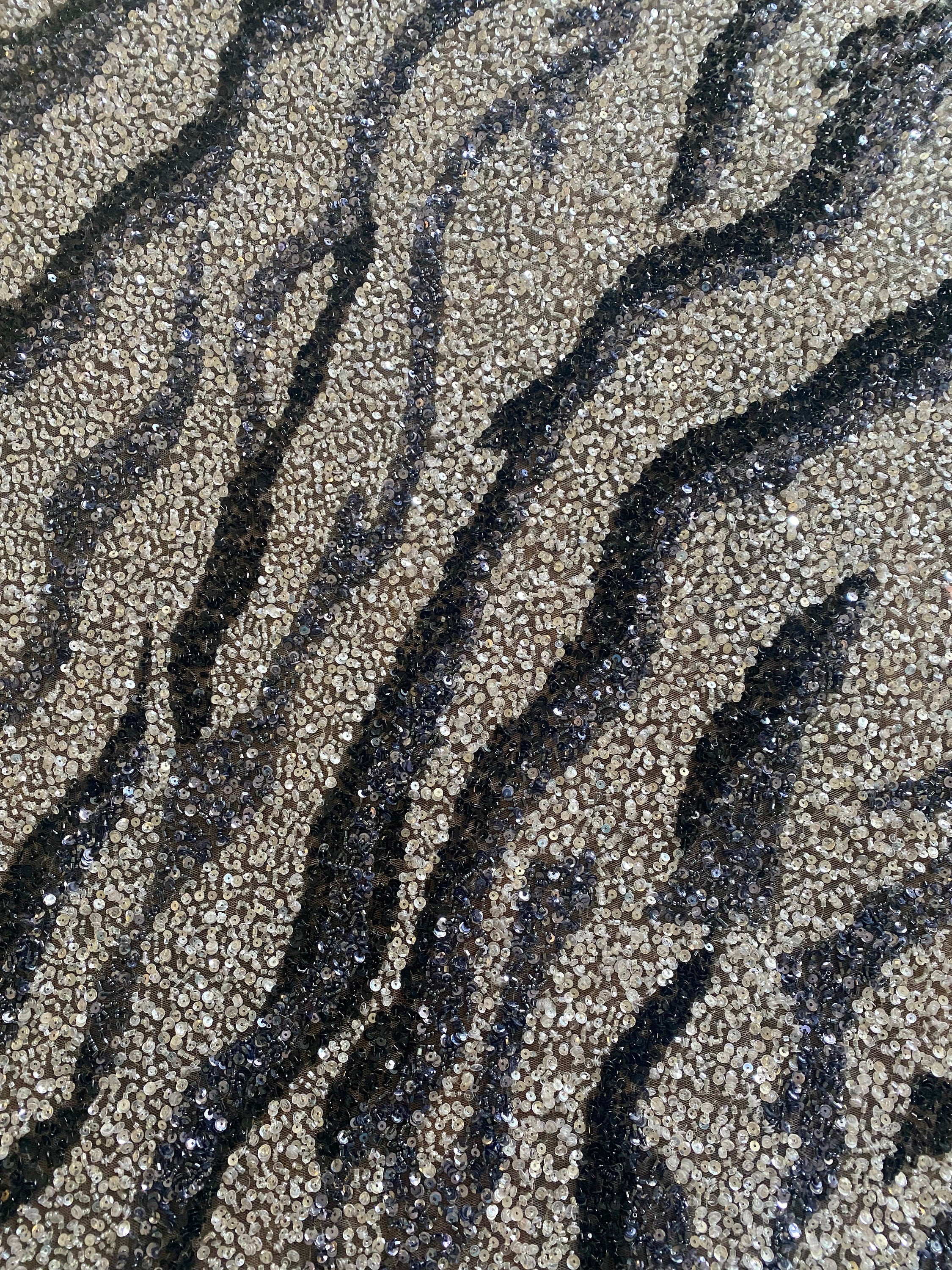 BLACK & WHITE EMBROIDERY fabric,  crafted for a bridal dress, evening gown evening gown