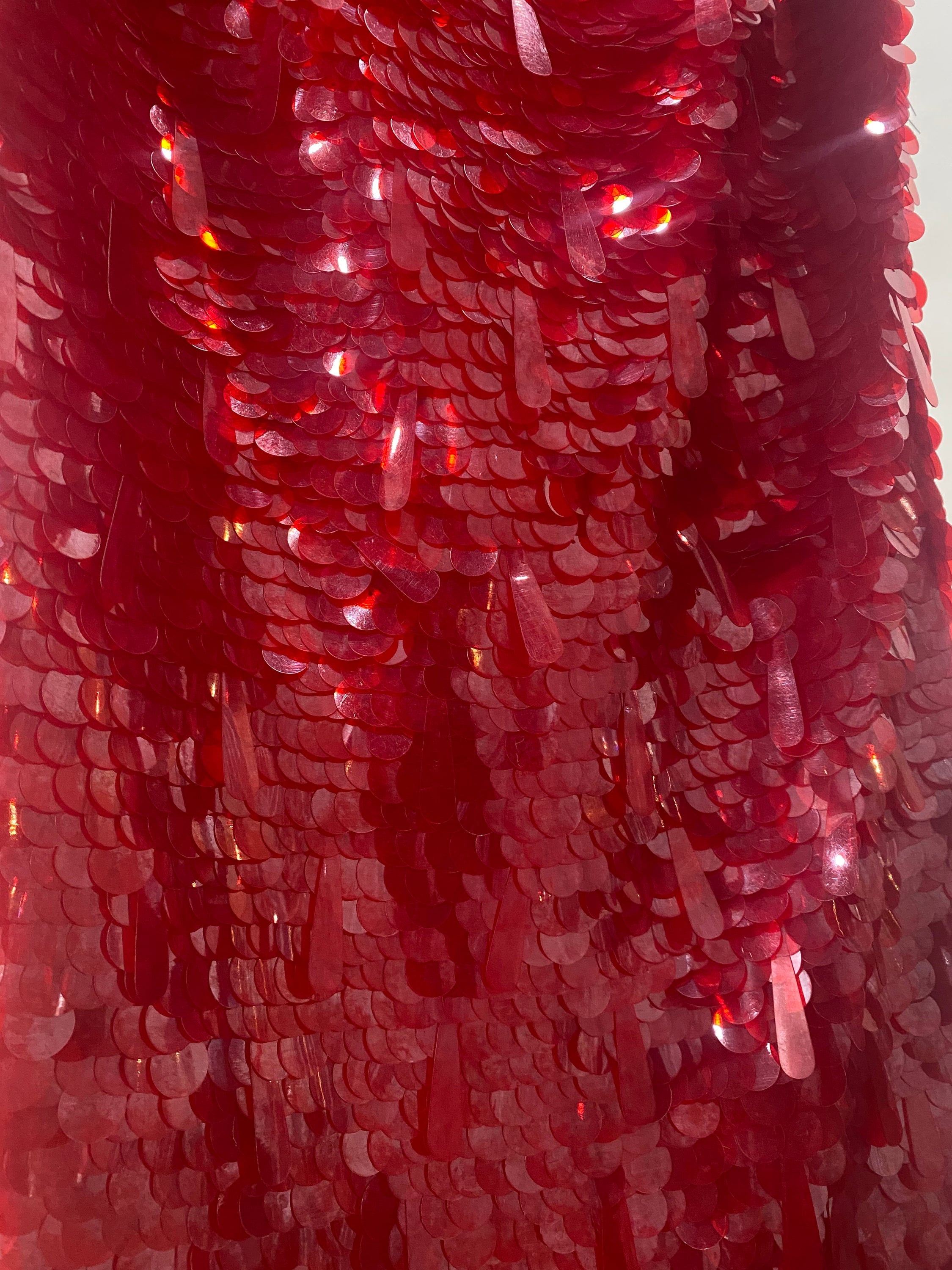 Oscar  inspired Haute couture  hand embroidery all over red Sequin Skirt Oscar, hand embroidery all over sequin skirt