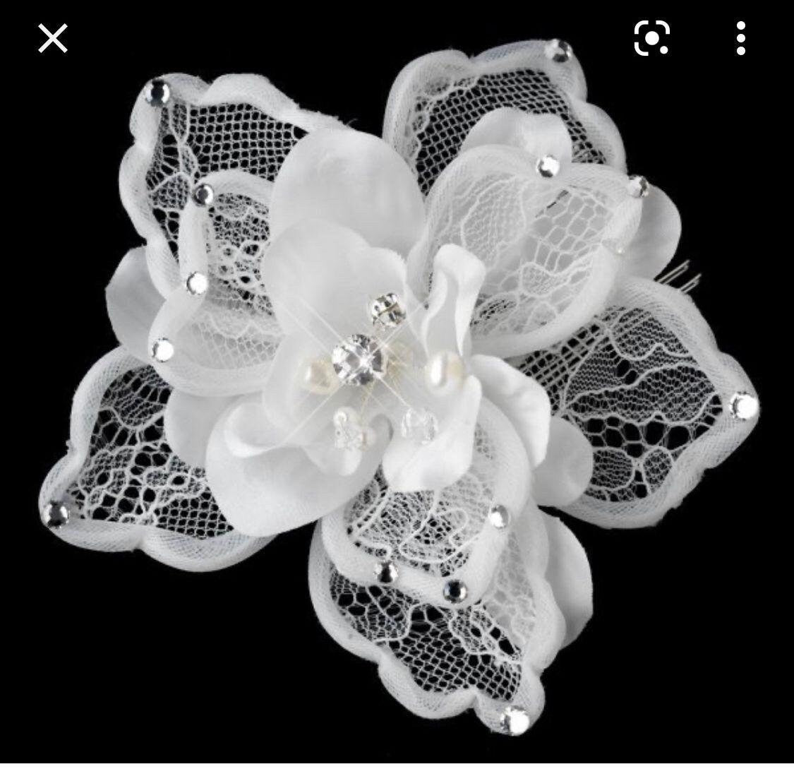 Handmade Luxurious fabric with special hand cut 3d floral applique, individually crafted for an exquisite bridal dress, gown. prom