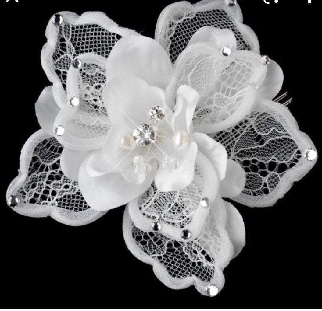 Handmade Luxurious fabric with special hand cut 3d floral applique, individually crafted for an exquisite bridal dress, gown. prom. 5 pieces