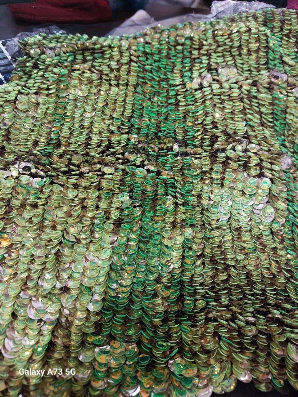 Renta inspired hand embroidery heavy sequin green fabric for cocktail dress party dress reception dress sister of the bride