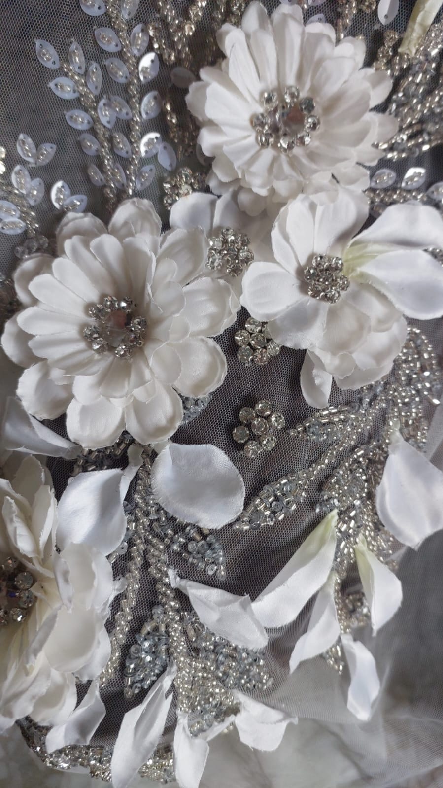 Ellie Saab 2024 inspo hand embroidery, applique 3D Flower Bridal Bodice crystals,Evening Gown, Bridal Corset, Mother of bride, Prom dress.