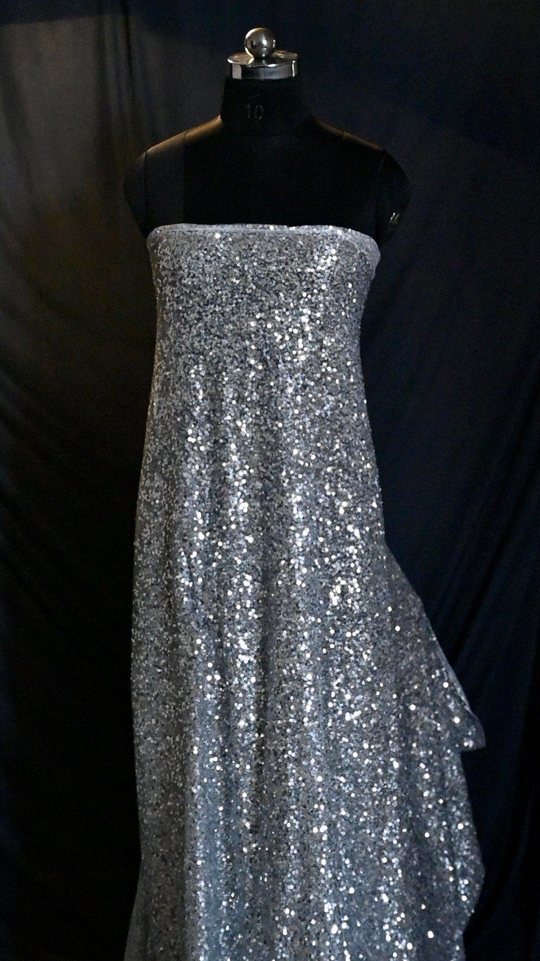 Handmade Luxurious fabric WITH SILVER SEQUENCE,  crafted for a bridal dress, evening gown