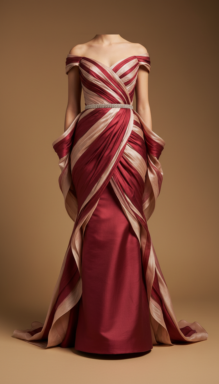 Crimson Silk Custom Evening Gown
