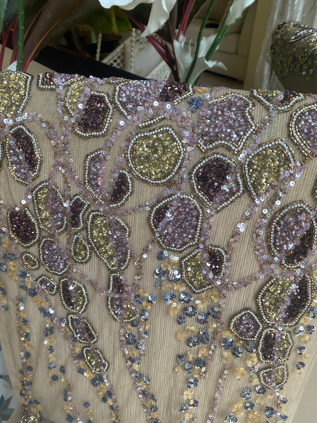 Exquisite Hand embroidery with heavy beading haute couture fabric with stones beads, Gown, couture 2023, bridal gown, mother of bride