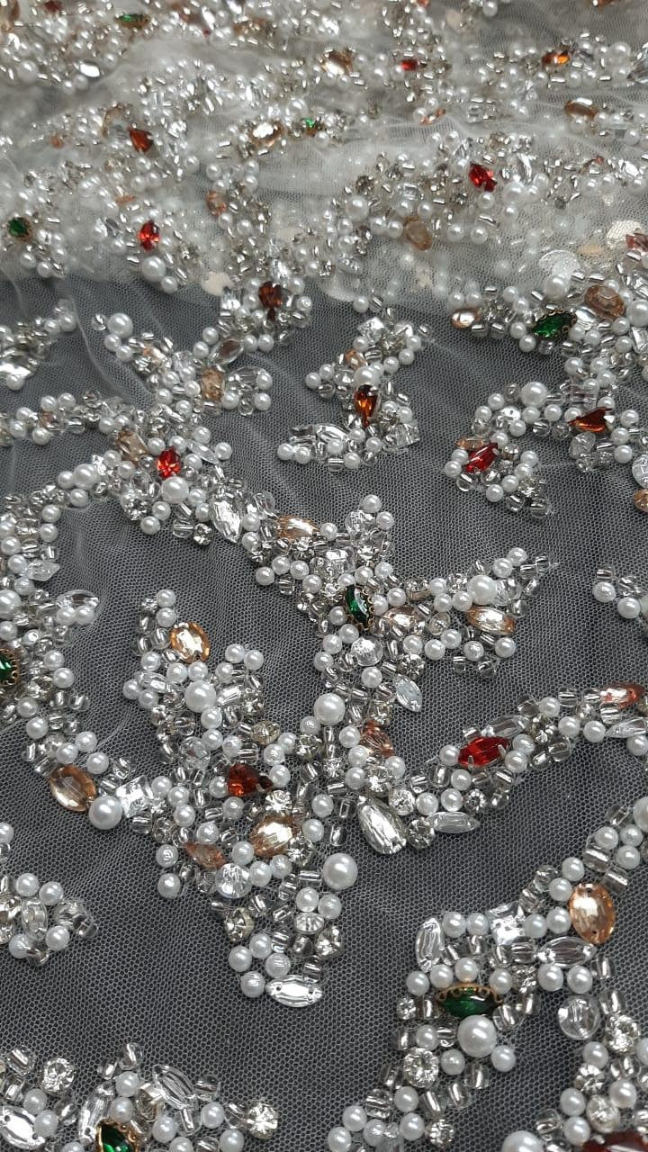 Murad 2024 inspo hand embroidery 3d pearls and bead  Bridal Bodice, fabric , Evening Gown, Mother of bride, Prom dress.