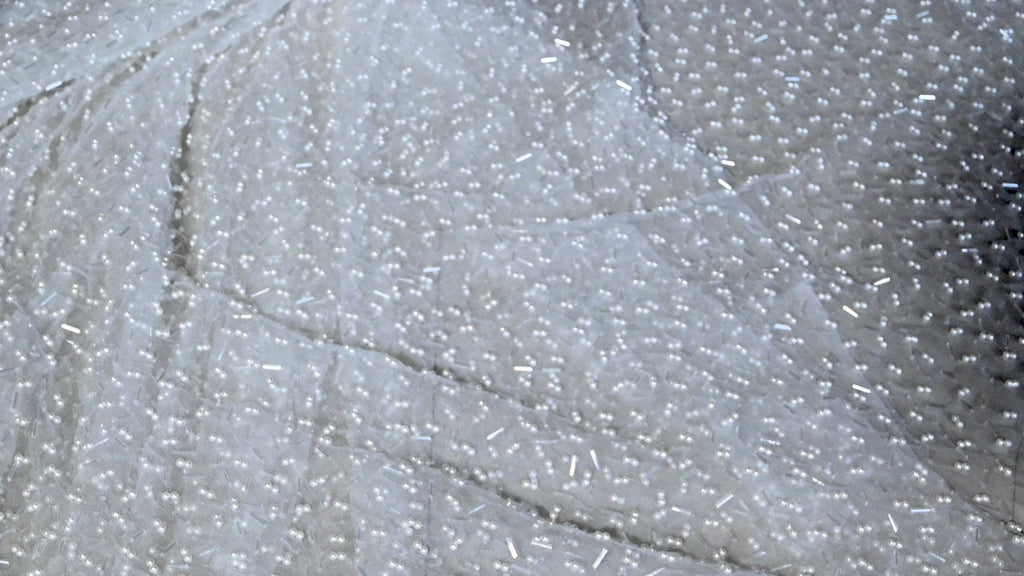 Handmade Luxurious fabric with floral applique and heavy embroidery , for a bridal dress, evening gown, or a princesses dress