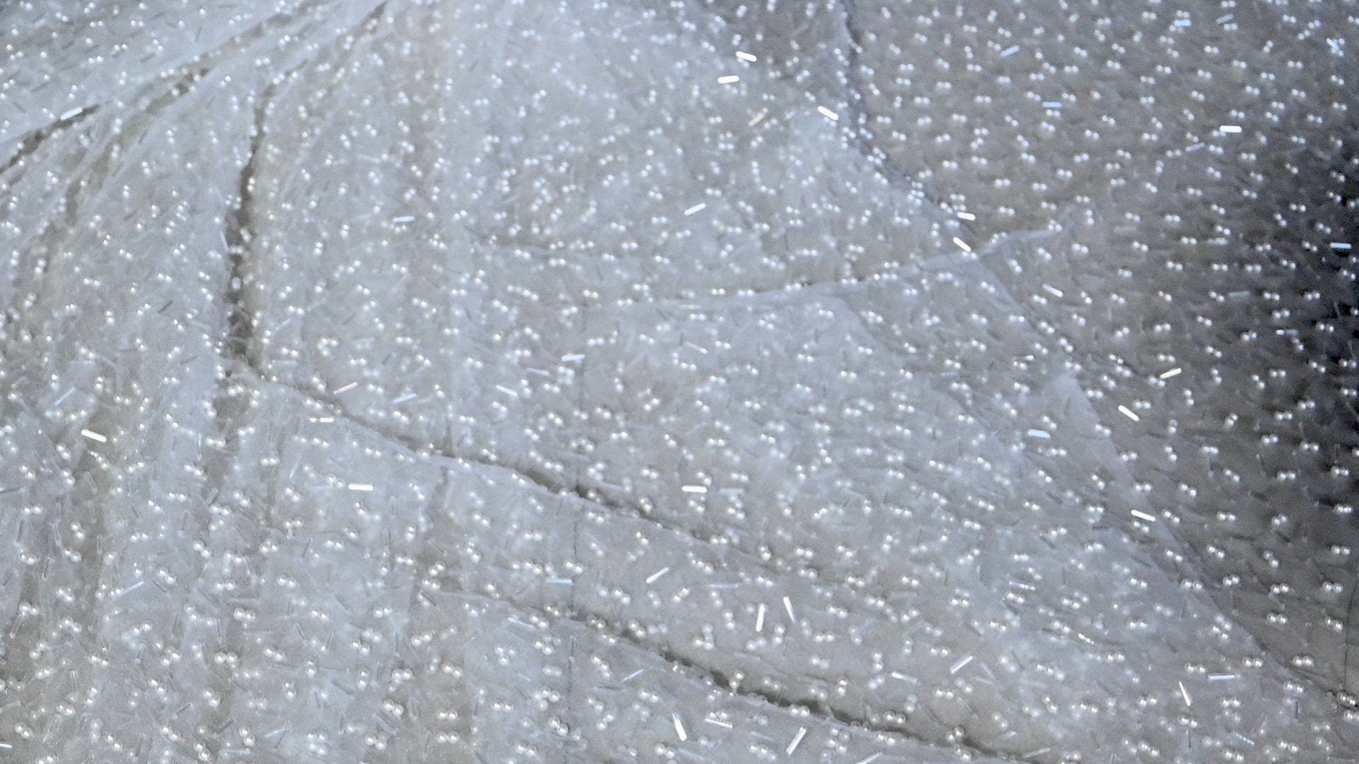 Handmade Luxurious fabric with floral applique and heavy embroidery , for a bridal dress, evening gown, or a princesses dress