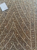 embellished fabric with beads and pearls, hand embroidered for evening gown or bridal wear