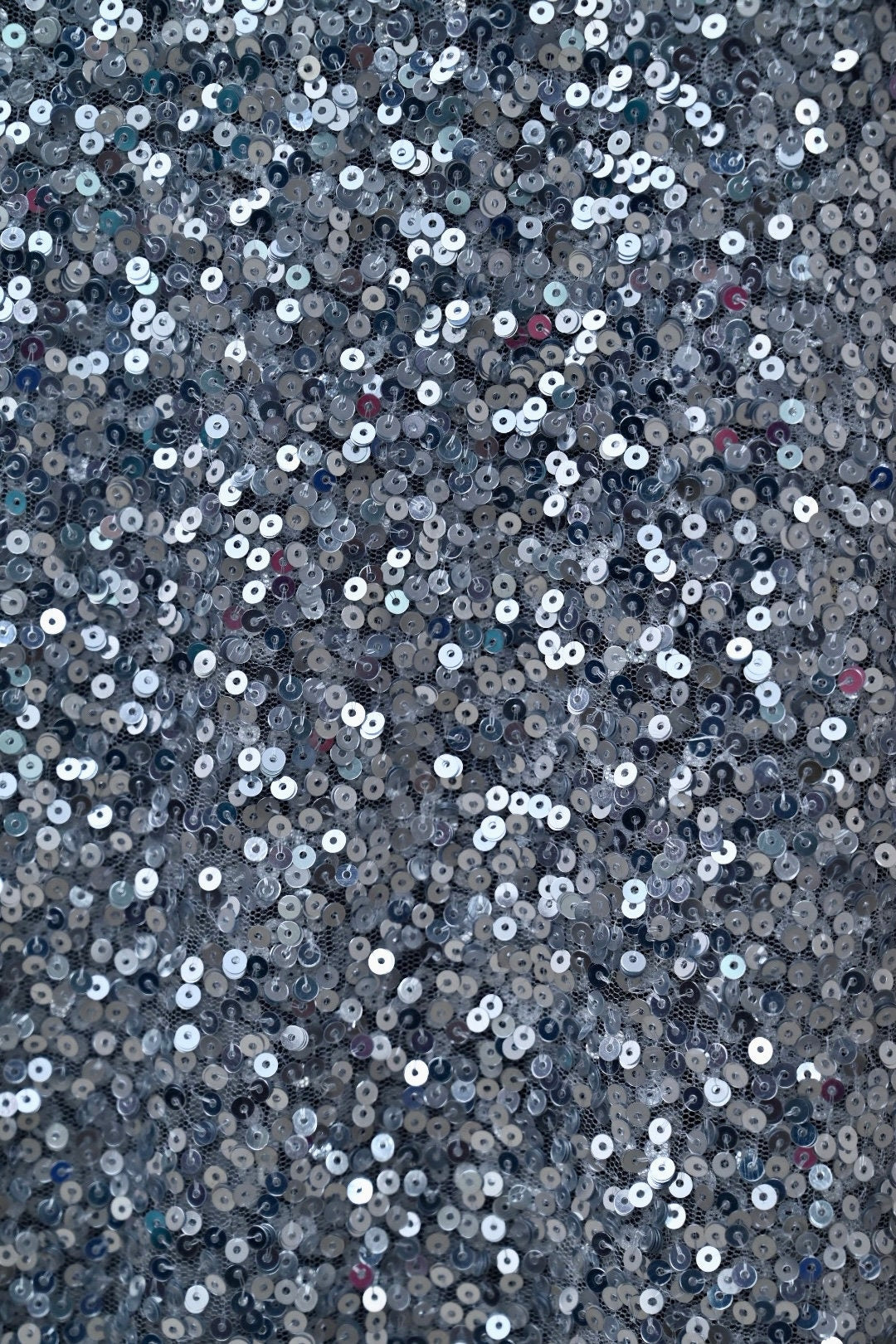 Handmade Luxurious fabric WITH SILVER SEQUENCE,  crafted for a bridal dress, evening gown