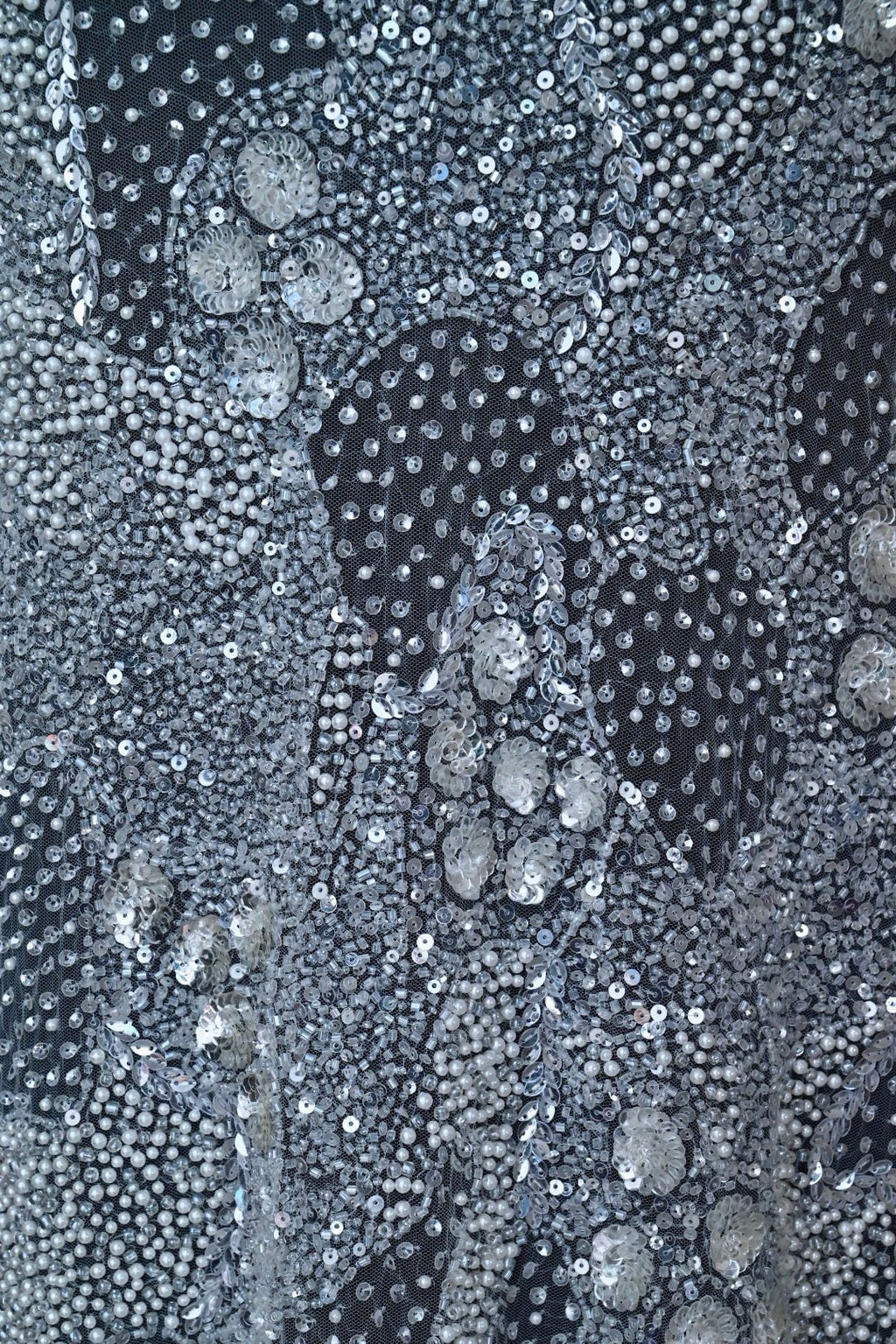 luxurious hand made fabric with pattern EMBROIDERY   crafted for a bridal dress, evening gown or your princess's dress