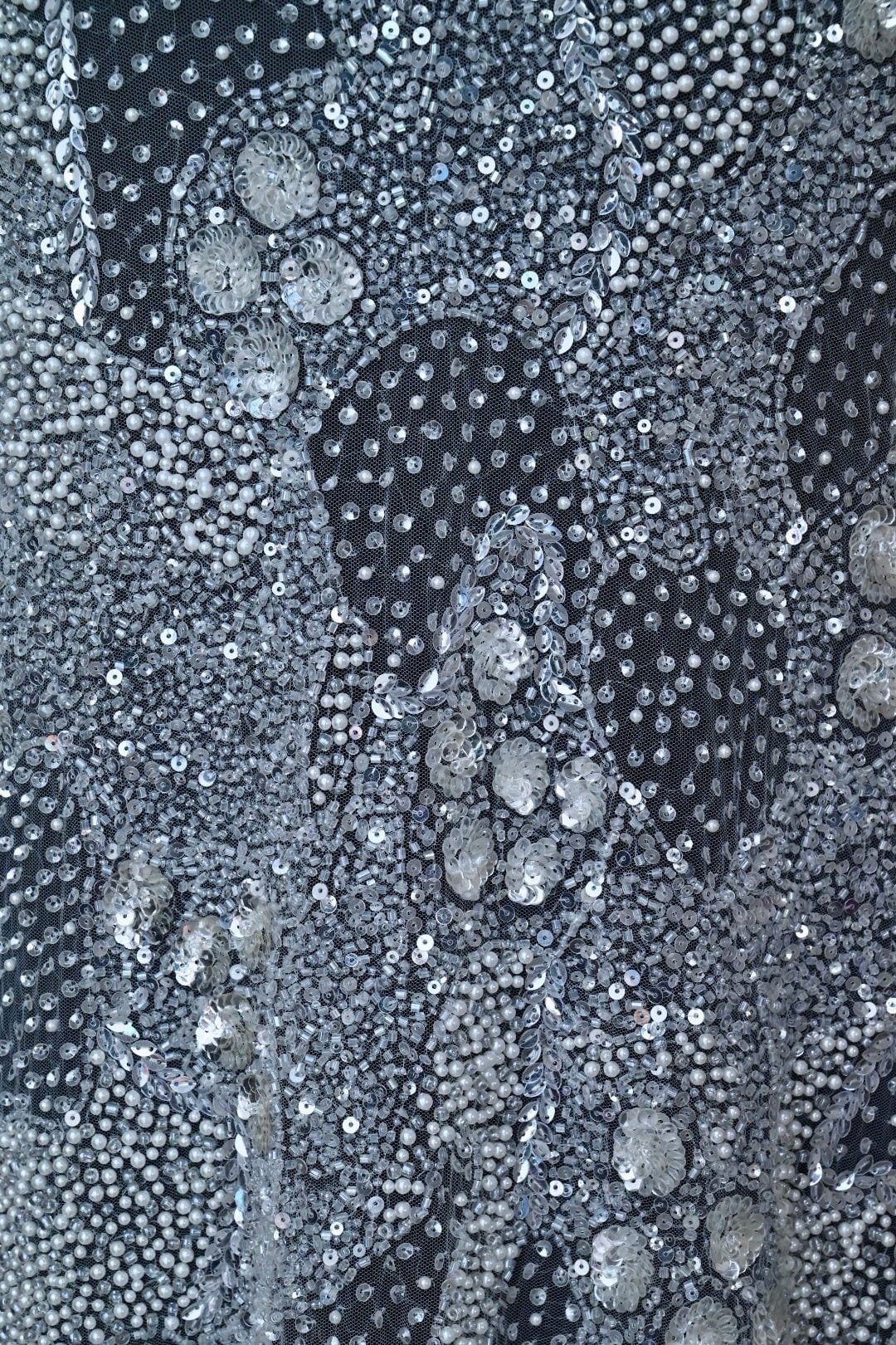 luxurious hand made fabric with pattern EMBROIDERY   crafted for a bridal dress, evening gown or your princess's dress