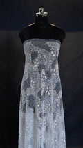 luxurious hand made fabric with pattern EMBROIDERY   crafted for a bridal dress, evening gown or your princess's dress