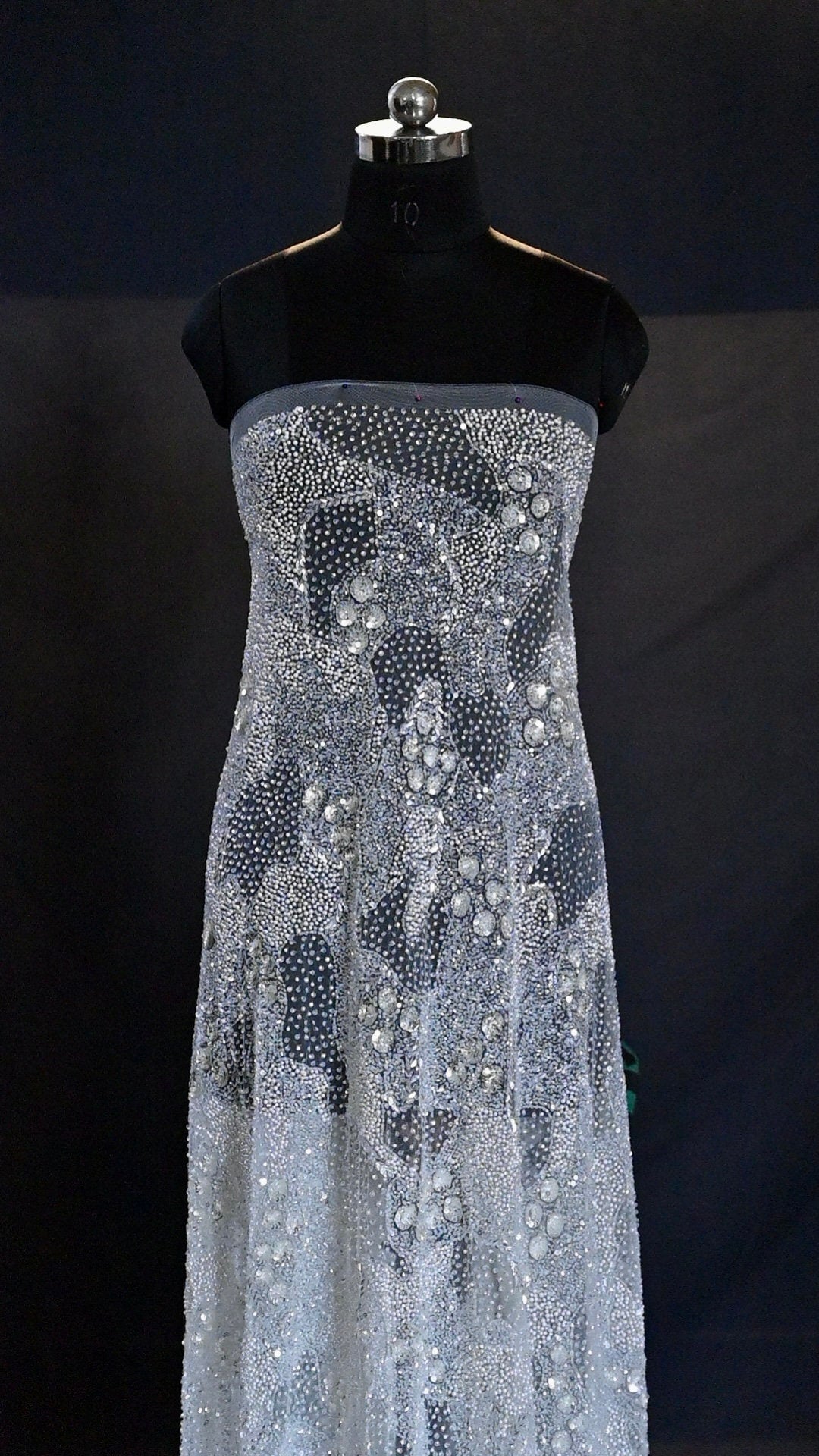 luxurious hand made fabric with pattern EMBROIDERY   crafted for a bridal dress, evening gown or your princess's dress