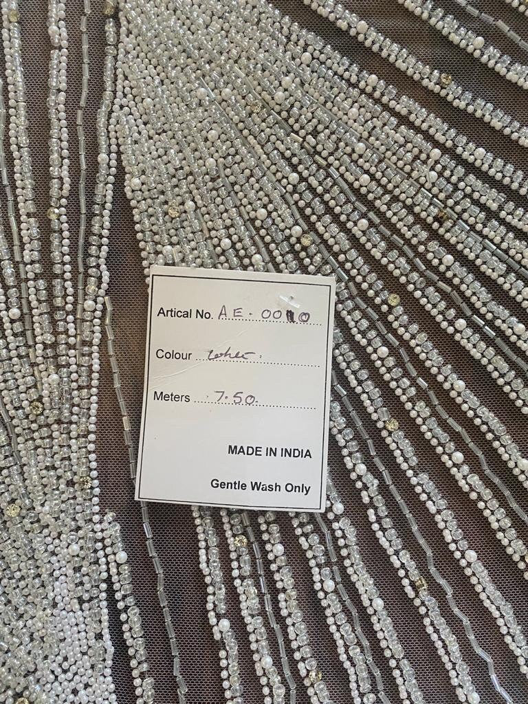 Elegant Bridal Pearl and Stone Design Fabric for Your Special Occasion