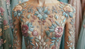 Ice blue Oscar inspired custom made bridal corset bodice floral bridal evening gown reception dress haute couture blouse