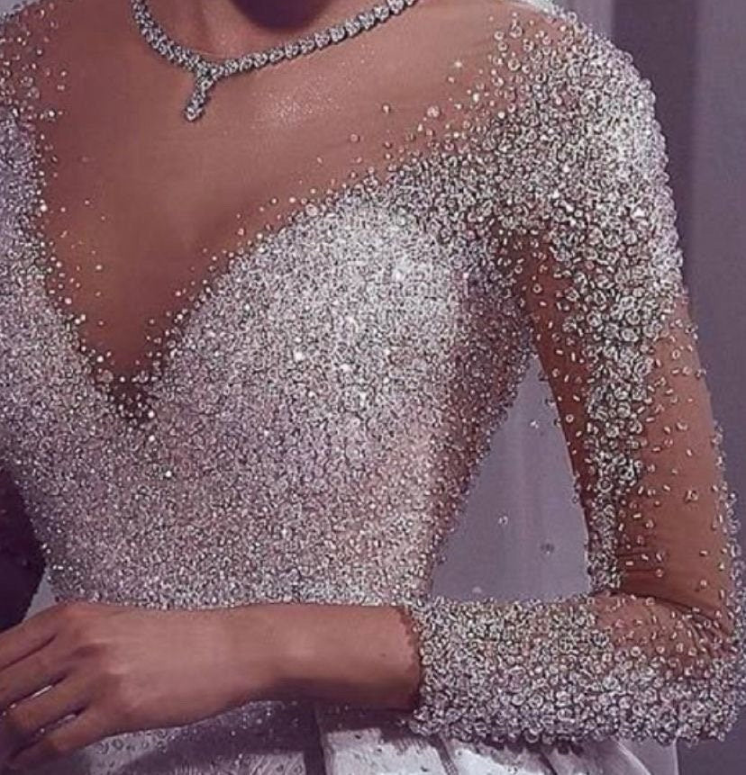 All over crystal Swarovski rhinestone exquisite haute couture Hand Embroidery panel with front back, sleeves