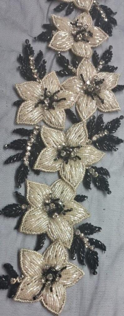 Ivory hand applique  bridal belt with ivory beads hand made haute couture Oscar de la Renta inspired bridal belt