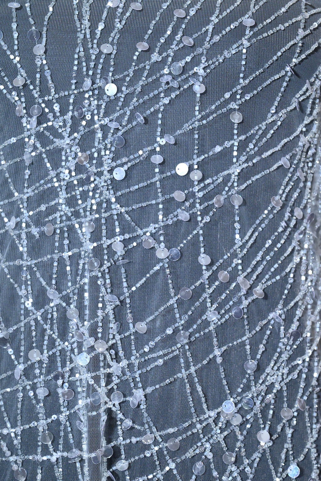 Handmade Luxurious fabric, hand embroidery with sequin beads  crafted for a bridal dress, evening gown, or your princesses' dress