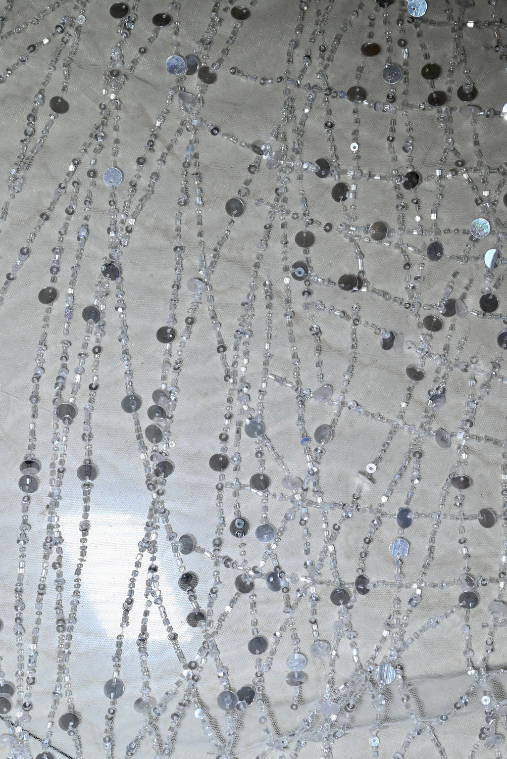 Handmade Luxurious fabric, hand embroidery with sequin beads  crafted for a bridal dress, evening gown, or your princesses' dress