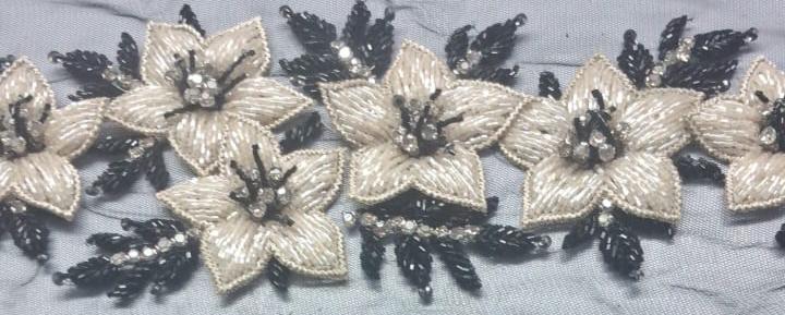 Ivory hand applique  bridal belt with ivory beads hand made haute couture Oscar de la Renta inspired bridal belt