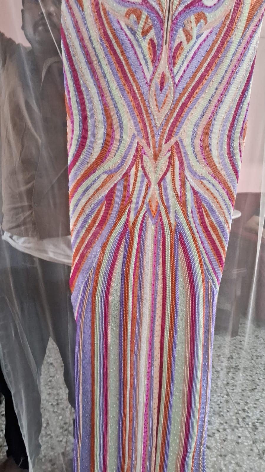 Oscar inspired Hand beaded couture evening gown with heavy embroidery front and back panel, mother of bride, groom Gown