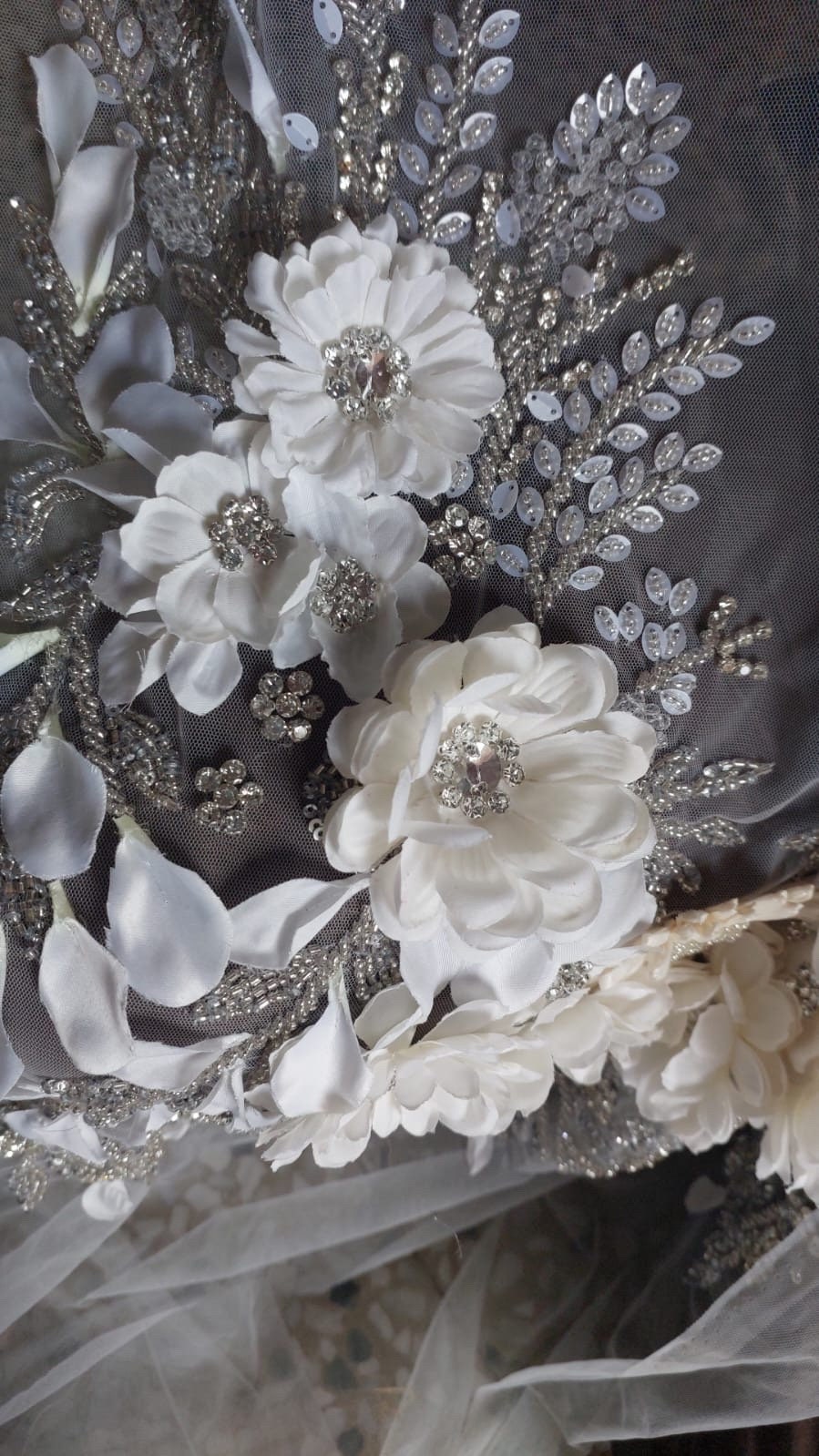 Ellie Saab 2024 inspo hand embroidery, applique 3D Flower Bridal Bodice crystals,Evening Gown, Bridal Corset, Mother of bride, Prom dress.