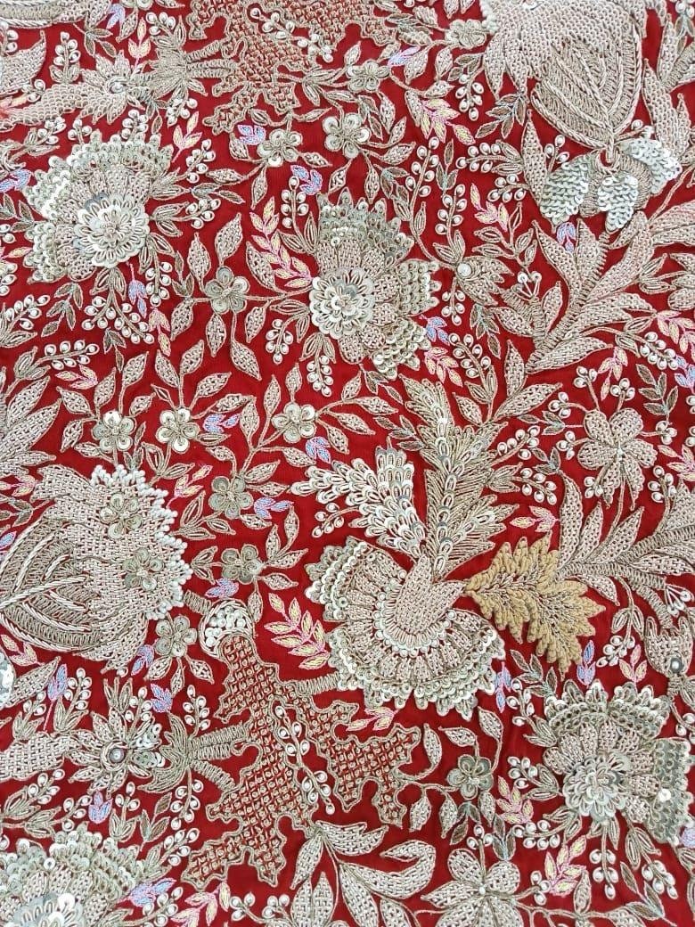 Elie Saab Dress Fabric, Hand Embroidery with Flower Applique gown fabric for Wedding Dress, Communion, Christening gown sweet 16