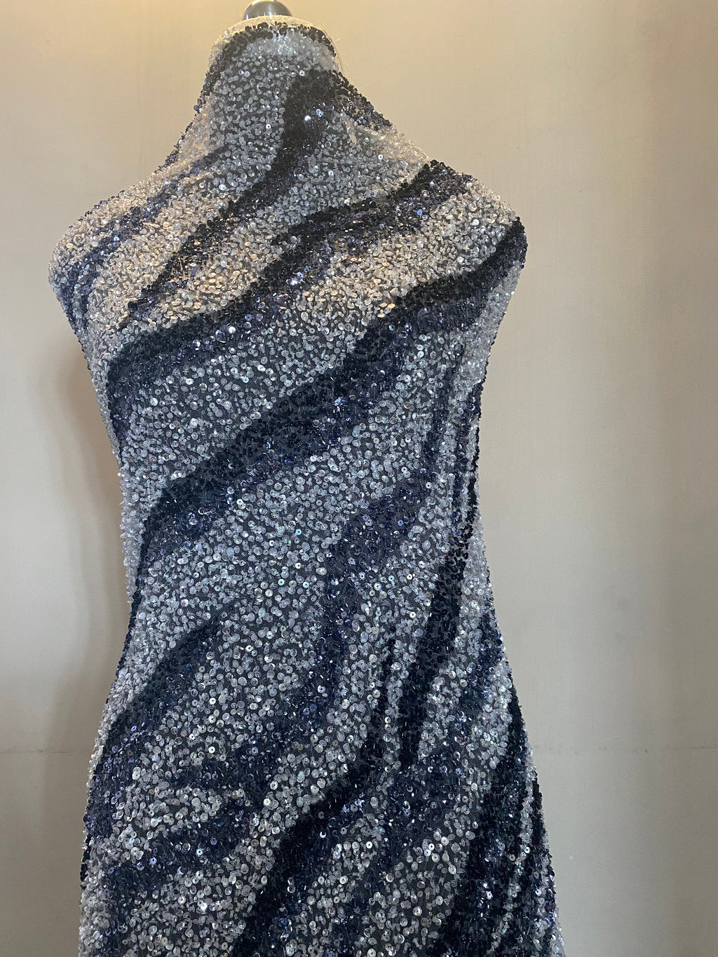 BLACK & WHITE EMBROIDERY fabric,  crafted for a bridal dress, evening gown evening gown