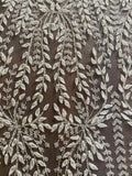 luxury Handmade fabric,  with white beads and floral applique, crafted for a bridal dress, evening gown, or a Gown