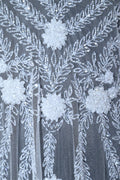 Handmade Luxurious fabric with floral applique and heavy embroidery , for a bridal dress, evening gown, or a princesses dress