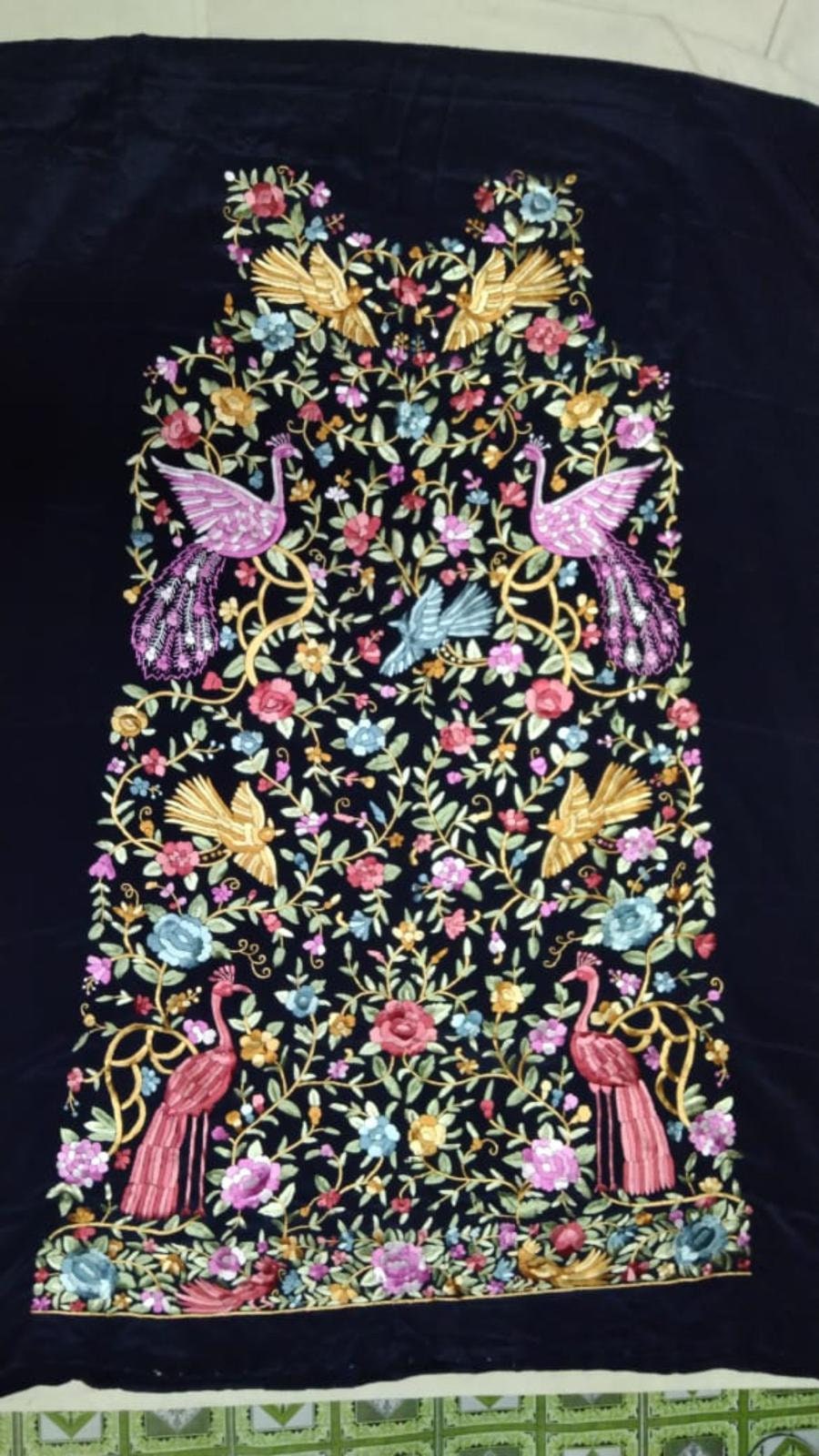 Elie Saab Dress Fabric, Hand Embroidery with Flower Applique gown fabric for dinner reception ofktail formal event