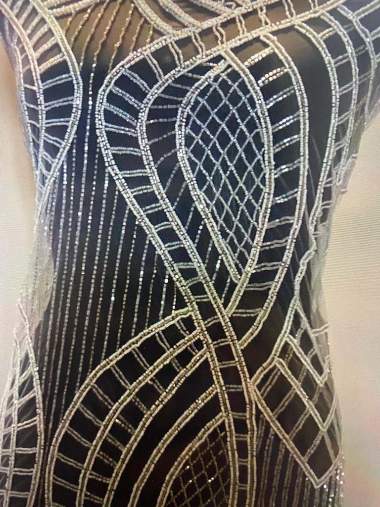 Handmade fabric,  DESIGN with EMBROIDERY,  crafted for a bridal dress, evening gown, or a princesses' dress, LACE with sequin