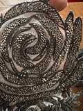 Oscar rosette  inspired hand embroidery patch applique embellishment with rosette beading