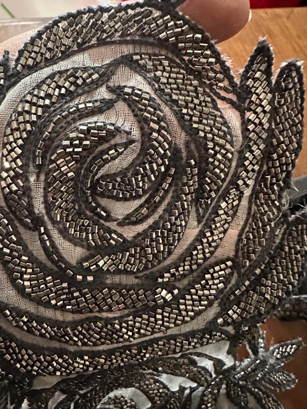 Oscar rosette  inspired hand embroidery patch applique embellishment with rosette beading