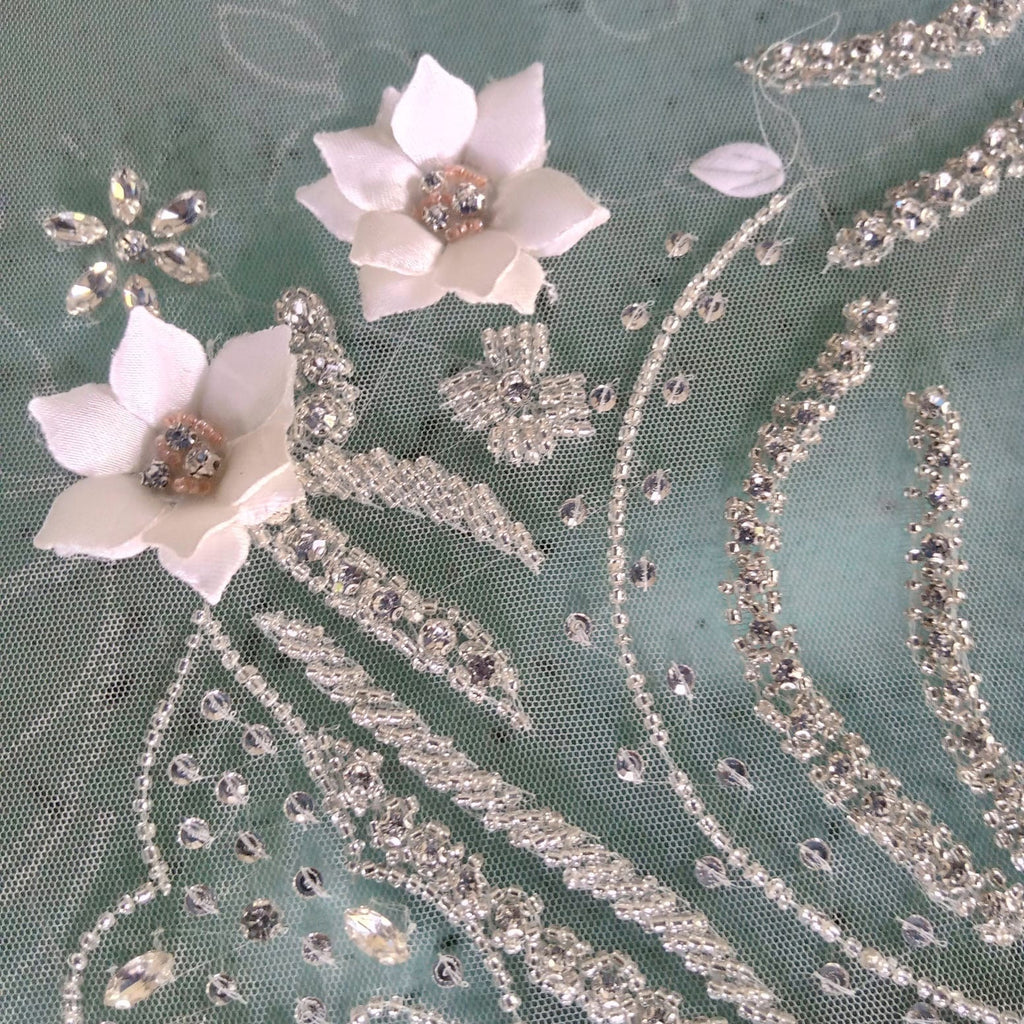 Saab inspired bridal corset made to measure , Hand Embroidery with Flower Applique Wedding Dress, Communion, Christening gown sweet 16