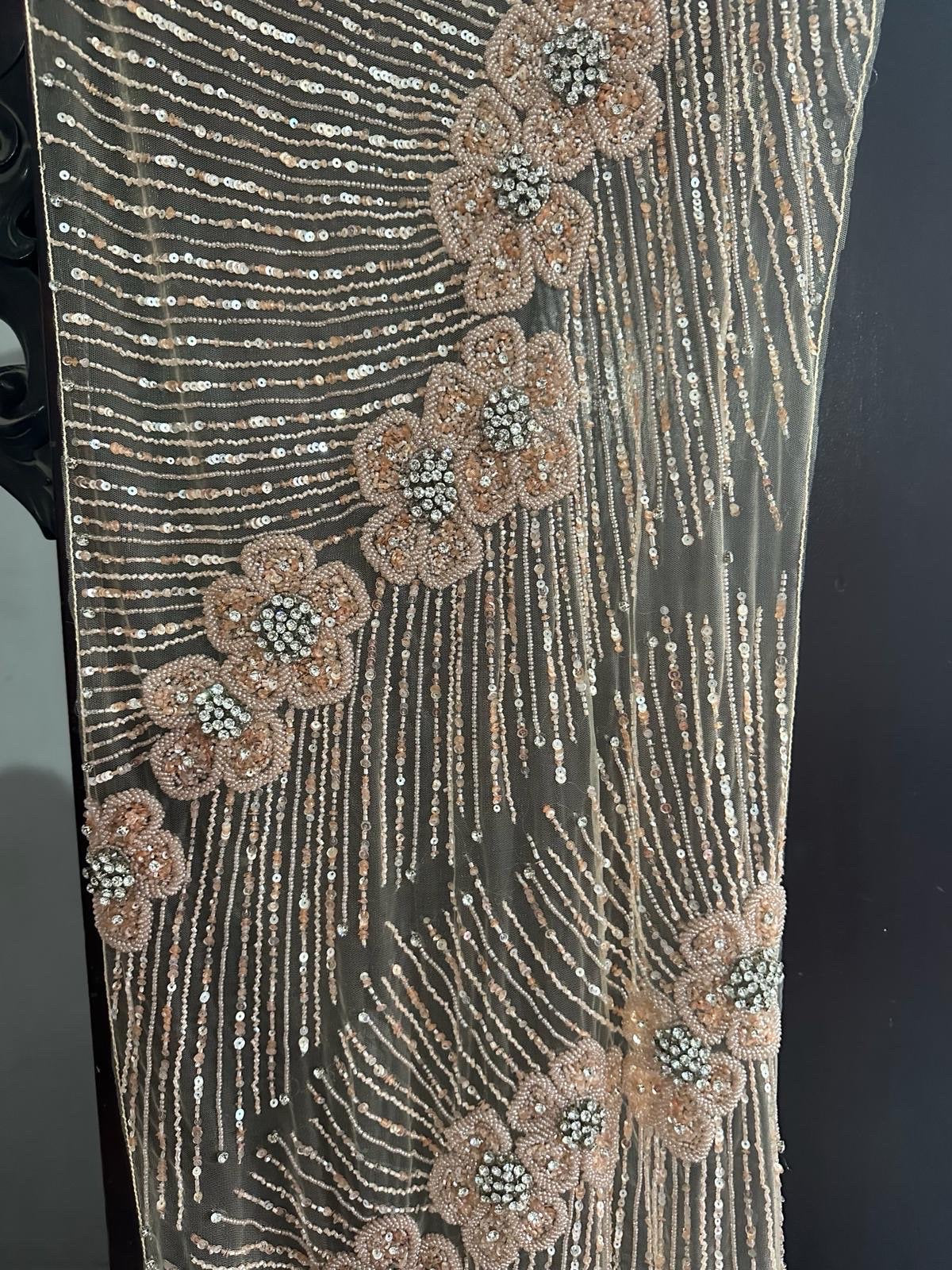 Handmade Oscar gala inspired lux fabric  hand cut 3d floral applique Swarovski crystals  for an exquisite bridal dress, gown. prom