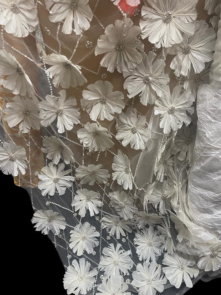 Feather hand made fabric , fabric with feathers