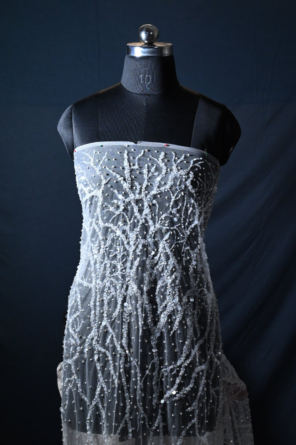 Handmade Luxurious fabric with heavy embroidery for a bridal dress, evening gown, or a princesses dress