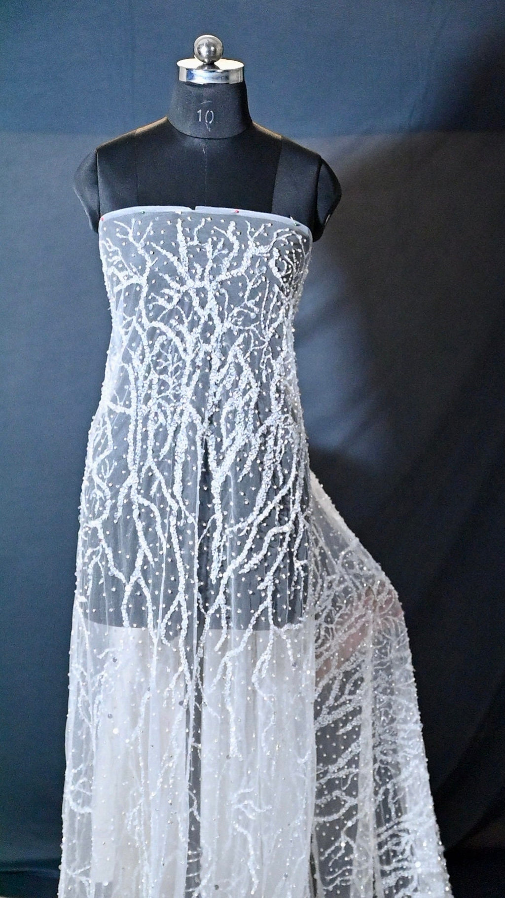 Handmade Luxurious fabric with heavy embroidery for a bridal dress, evening gown, or a princesses dress
