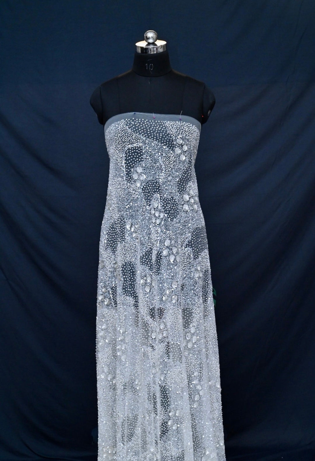 luxurious hand made fabric with pattern EMBROIDERY   crafted for a bridal dress, evening gown or your princess's dress