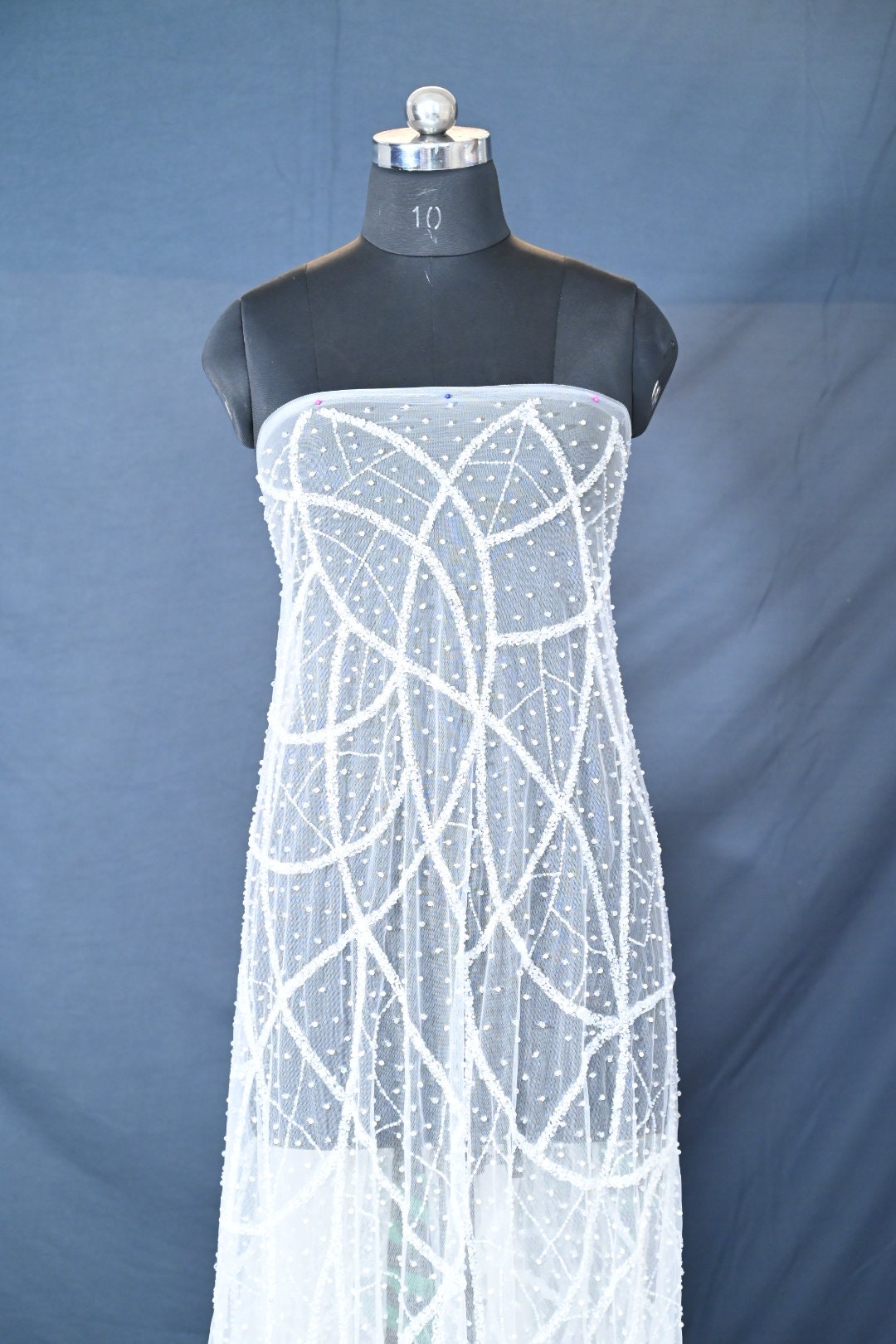 Handmade Luxurious fabric with heavy EMBROIDERY,  crafted for a bridal dress, evening gown, or your precious daughter's princesses dress