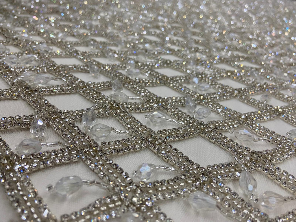 Crystal rhinestone fabric, Zuhair Haute Couture Wedding Dress, evening gown, cocktail dress, reception dress, mother of the bride dress fabr