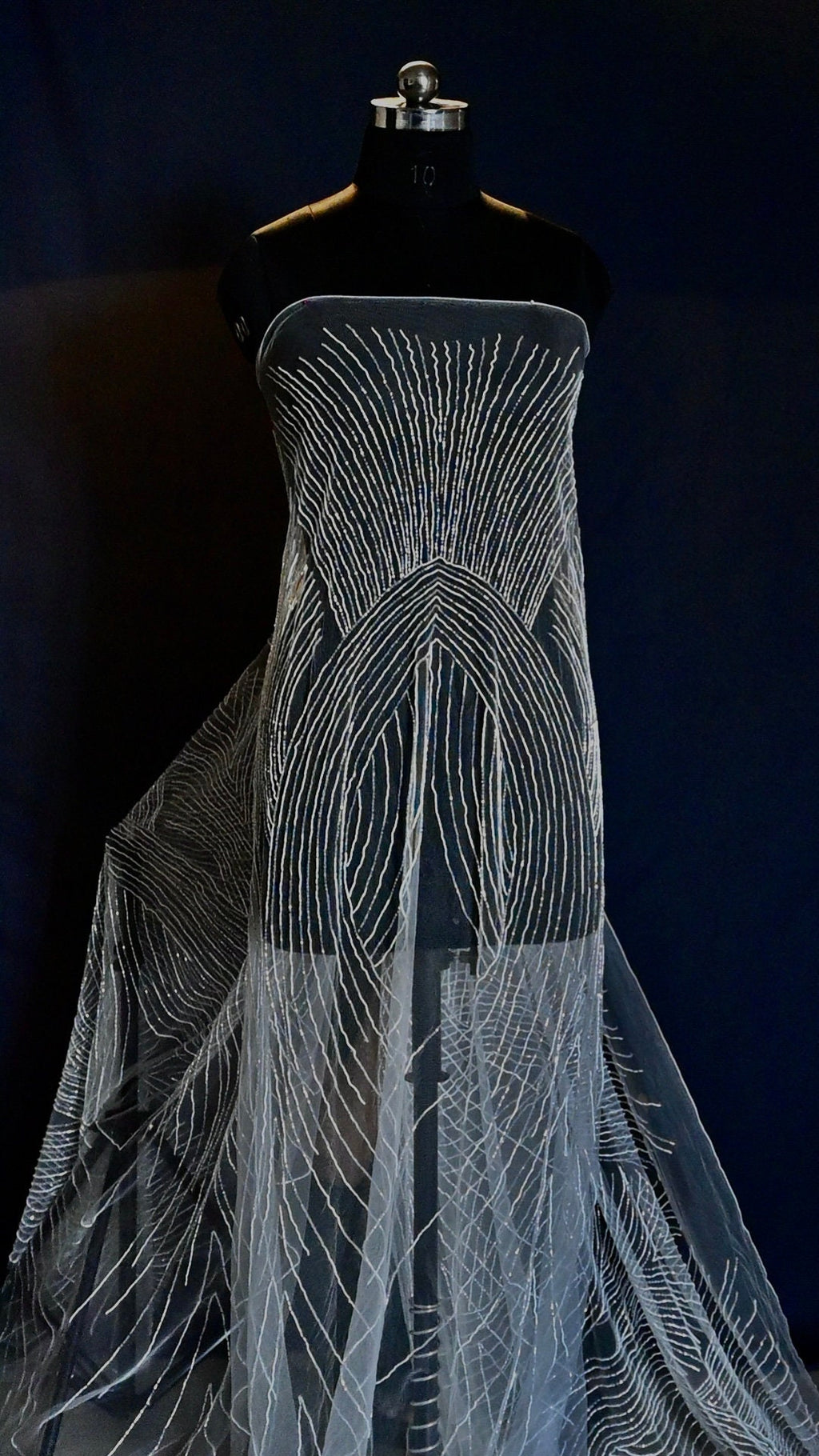 Handmade Luxurious fabric with Bridal BEADS PEARL EMBROIDERY,  crafted for a bridal dress, evening gown, or your princesses' dress
