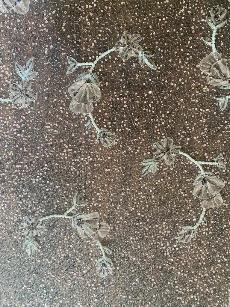 Exquisite Beaded Floral Applique Fabric - Perfect for Couture Wedding Dresses and Evening Gowns!"