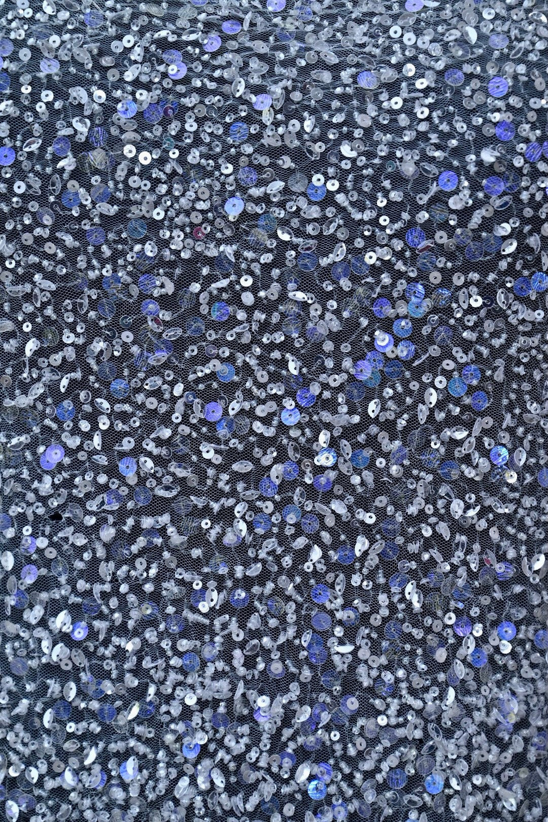 Handmade Luxurious fabric with silver sequin,  crafted for a bridal dress, evening gown, or your precious daughter's princesses dress