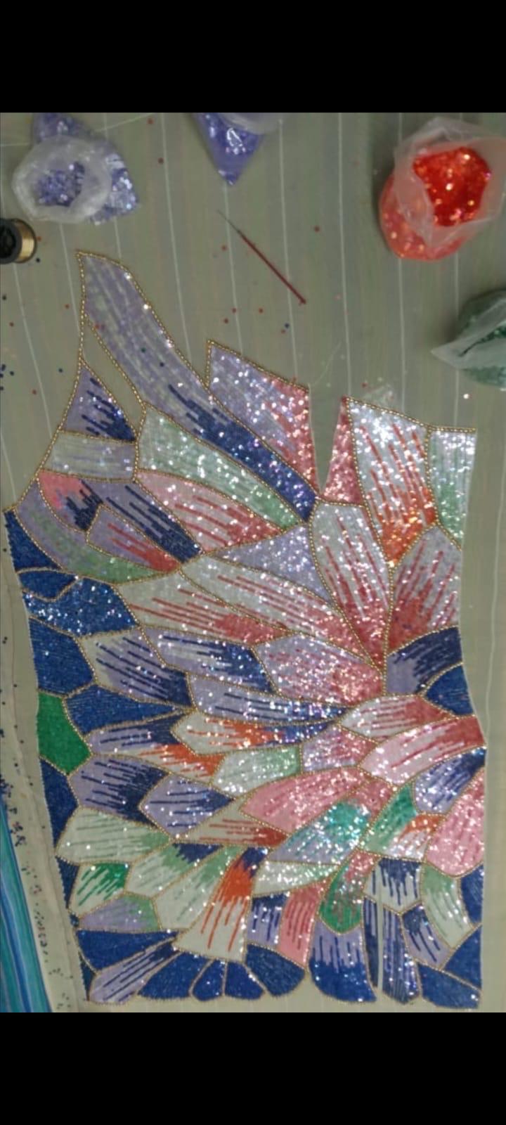 Custom made dress inspired from Gigi Hadid Gala dress with hand embrodiery custom colors and length