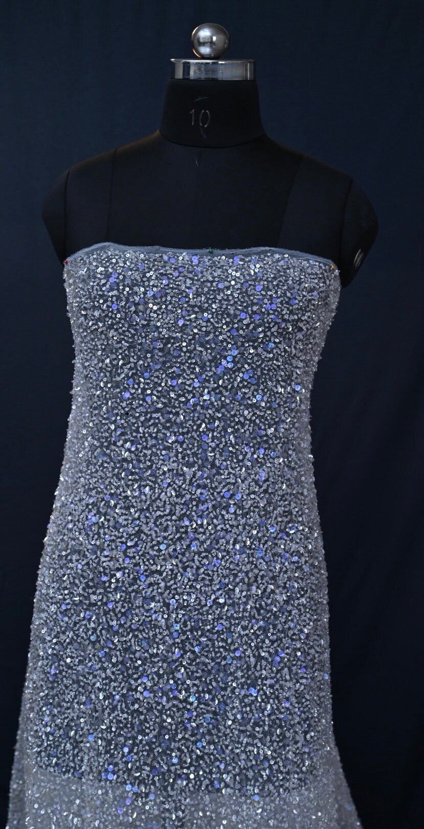 Handmade Luxurious fabric with silver sequin,  crafted for a bridal dress, evening gown, or your precious daughter's princesses dress