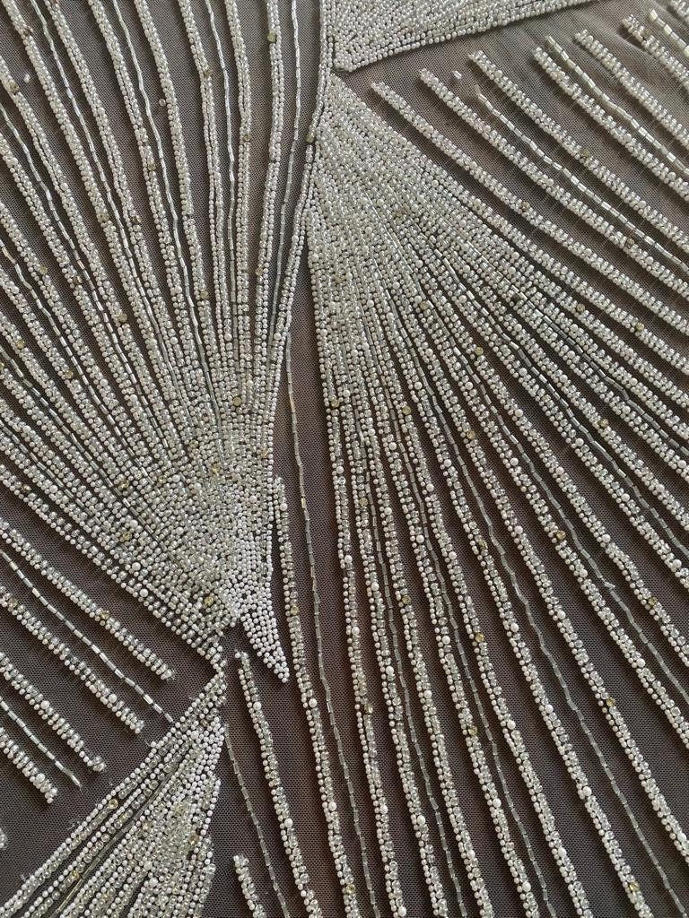 Elegant Bridal Pearl and Stone Design Fabric for Your Special Occasion